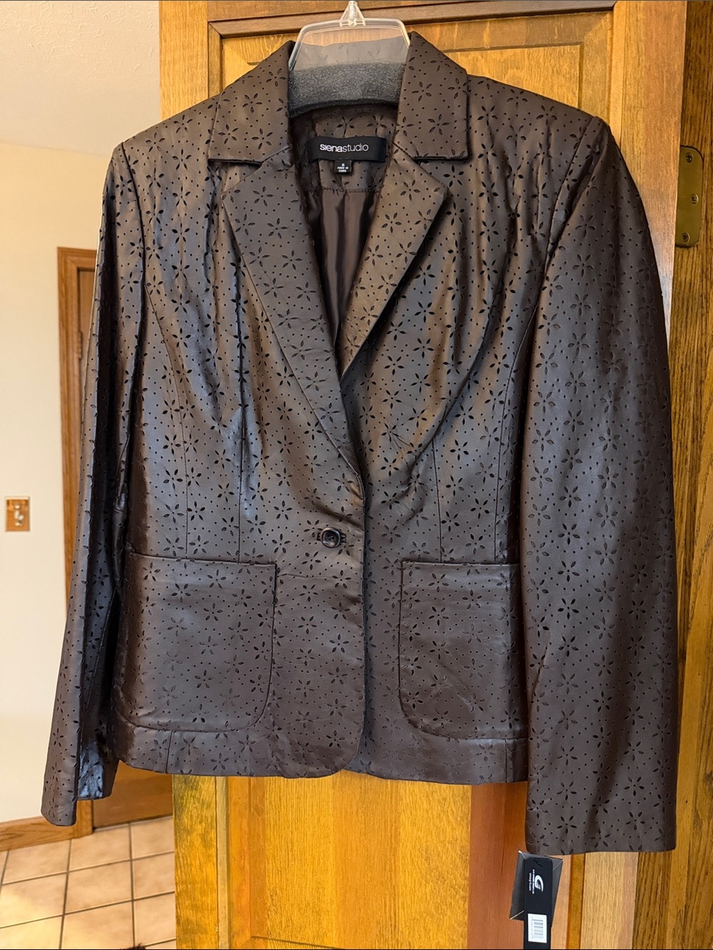 Siena Studio Black Laser-Cut Floral Blazer